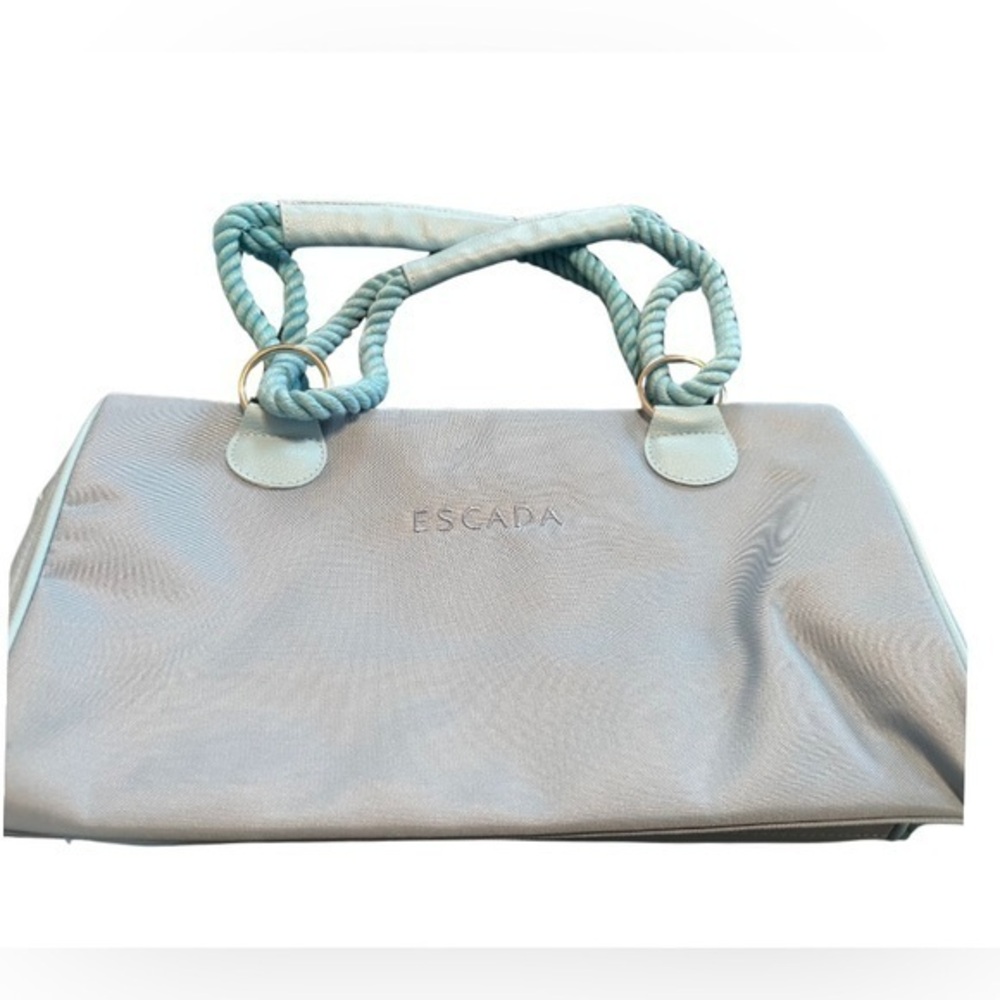 Escada Baby Blue Y2K Rope Handle Designer Shoulder Purse Bag with logo